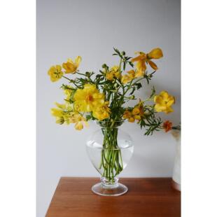 收集时光 Camus say古典高脚花瓶 水晶玻璃手工花瓶 毛茛虞美人