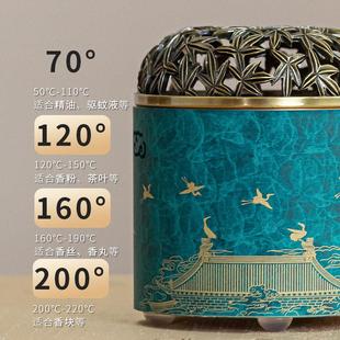 黄铜电香炉瑞鹤图电子香薰炉家用室内禅意茶道品香杯居家创意摆件