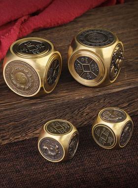 六面四兽变钱，黄铜变干坤，纯铜减压魔方柄件，铜工艺品