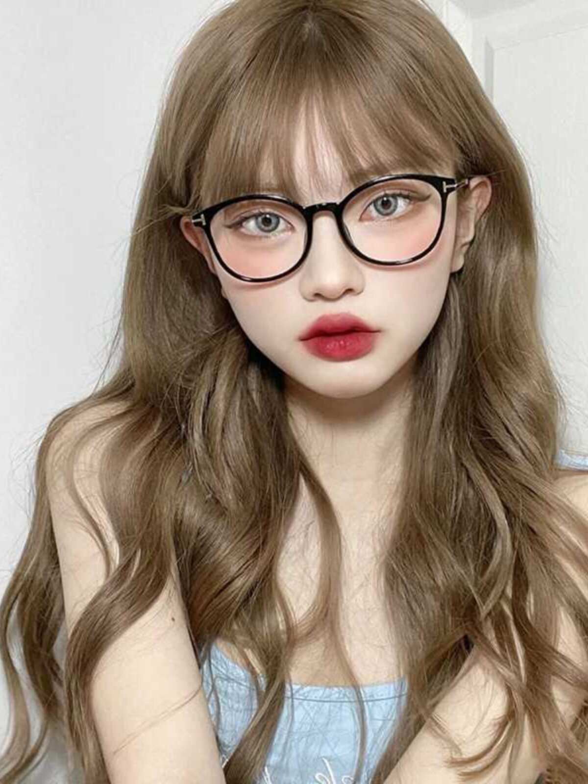 高档新款奶茶灰棕色假发女长卷发气质大波浪中长发蓬松冷茶金棕自