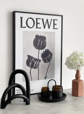 样板间简约现代软装饰品仿真花挂画蜡烛托盘玄关家居摆件ZH3442