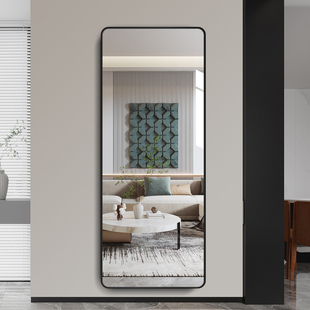 轻奢全身镜壁挂式 贴墙玄关镜穿衣镜家用试衣镜卧室金边框落地镜子