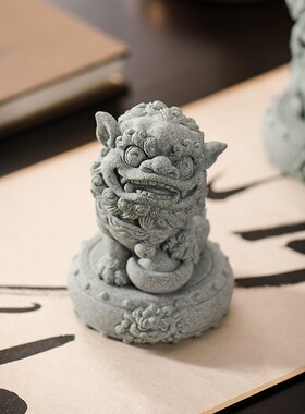 国潮中式石狮子一对招财镇宅家居阳台客厅玄关办公室桌面茶宠摆件