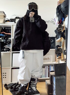 雪否滑雪裤加绒防水防风宽松单板滑雪裤白色灰色绿色平价雪裤男女