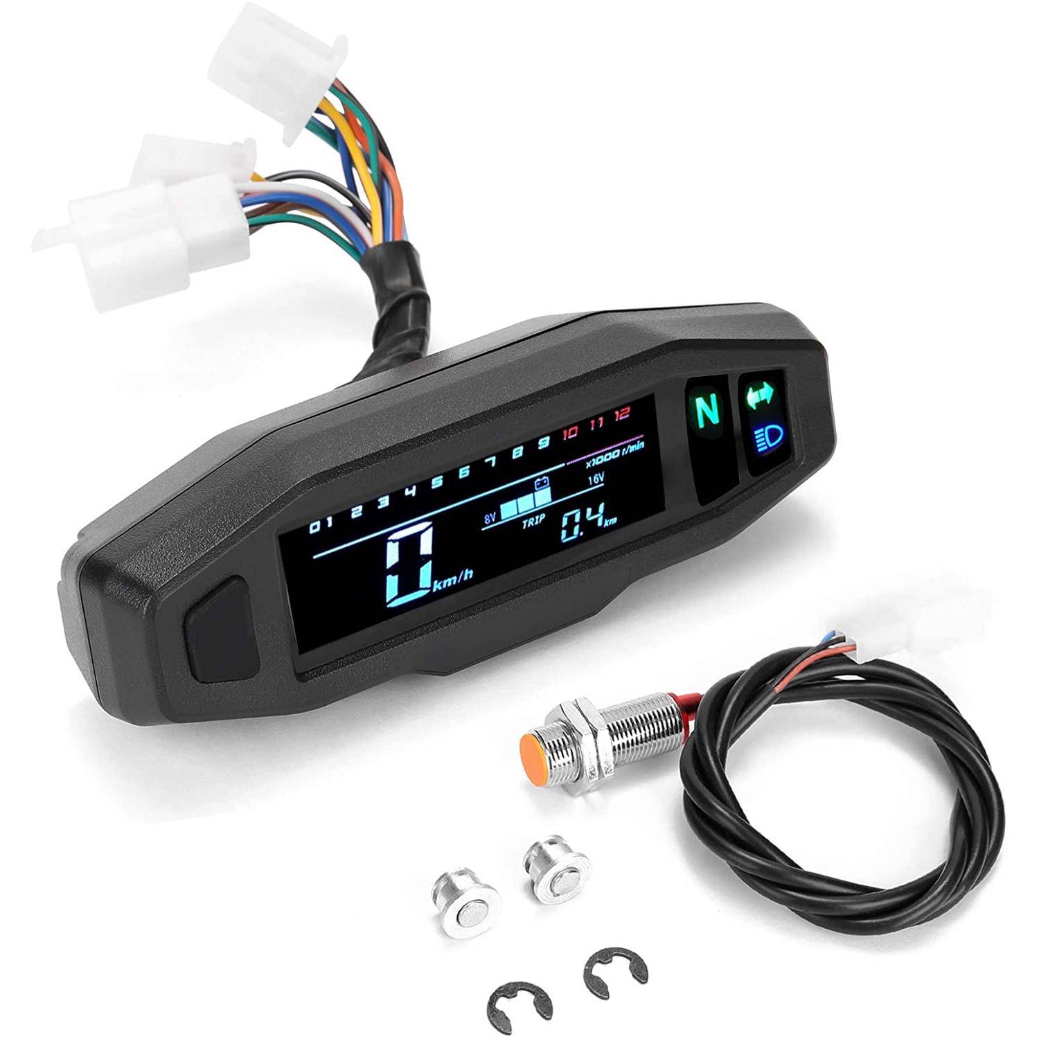 摩托车改装迷你化油器电喷通用液晶数字表速度转速表高清数字显示