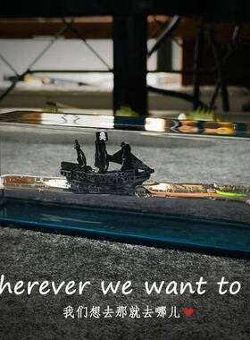 永不沉没的黑珍珠号加勒比海盗漂流瓶摆件流体游轮巴米伦车载摆件