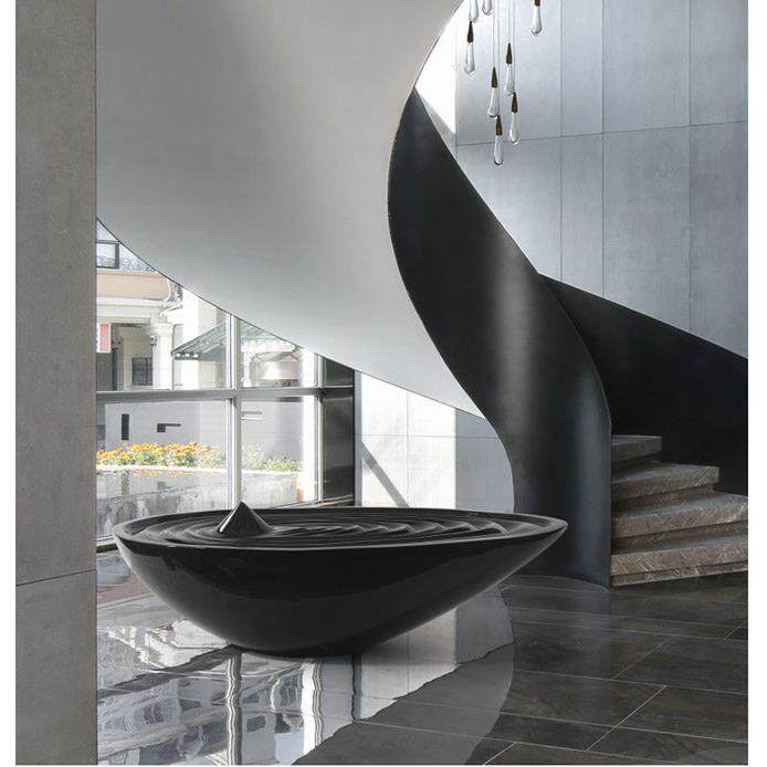 创意玻璃钢水滴摆件酒店大堂山泉水景雕塑售楼部玄关流水喷泉生财