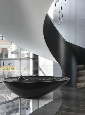 创意玻璃钢水滴摆件酒店大堂山泉水景雕塑售楼部玄关流水喷泉生财