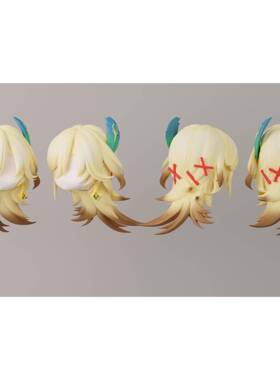 GSC可拆发原神卡维gsc粘土人卡维头发原神建模ob11头发ob22头壳