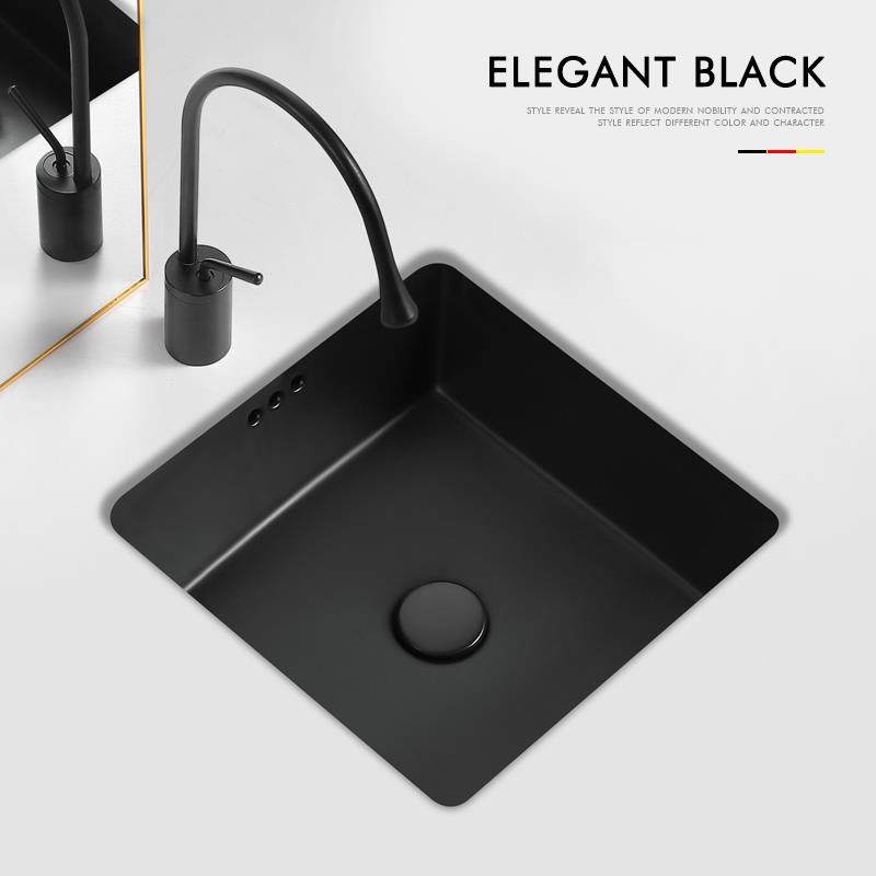 哑光黑色正方形台下盆嵌入式洗手盆单盆小尺寸阳台陶瓷家用洗脸盆