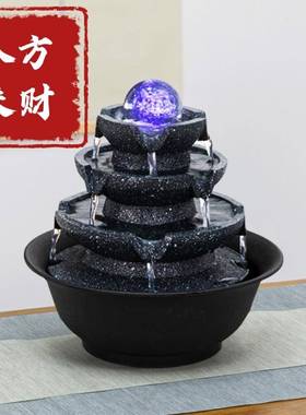 八方来财流水生财摆件办公室时来运转风水轮流转循环水客厅聚宝盆