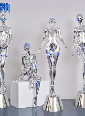空山基摆件未来机械姬女神雕 塑发光人物模型连锁发廊酒吧KTV装饰