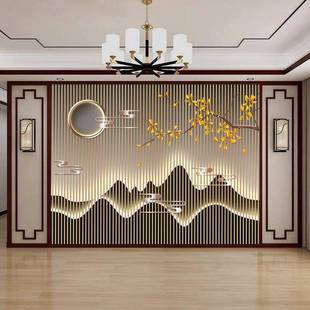 定制直播间店铺电视背景墙壁画墙布无缝立体8D新中式 客厅沙发壁布