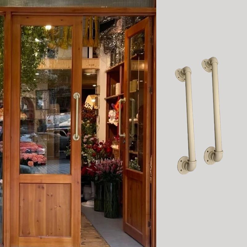美式覆古五金拉手大门把手米白色拉门把手店门黑色明装木门拉手