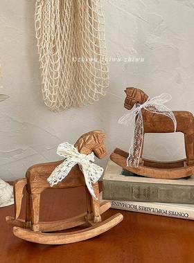 枝悟 摇摇木马摆件ins复古风家居桌面装饰咖啡店拍照道具生日礼物
