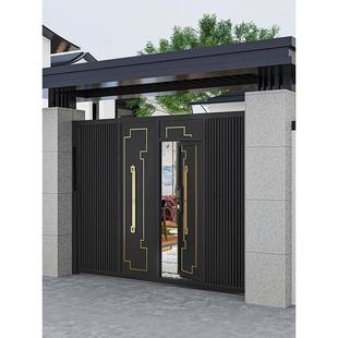 铝合金庭院门头门顶户外雨棚铝艺别墅双开门铝艺院墙铁艺门楼大门