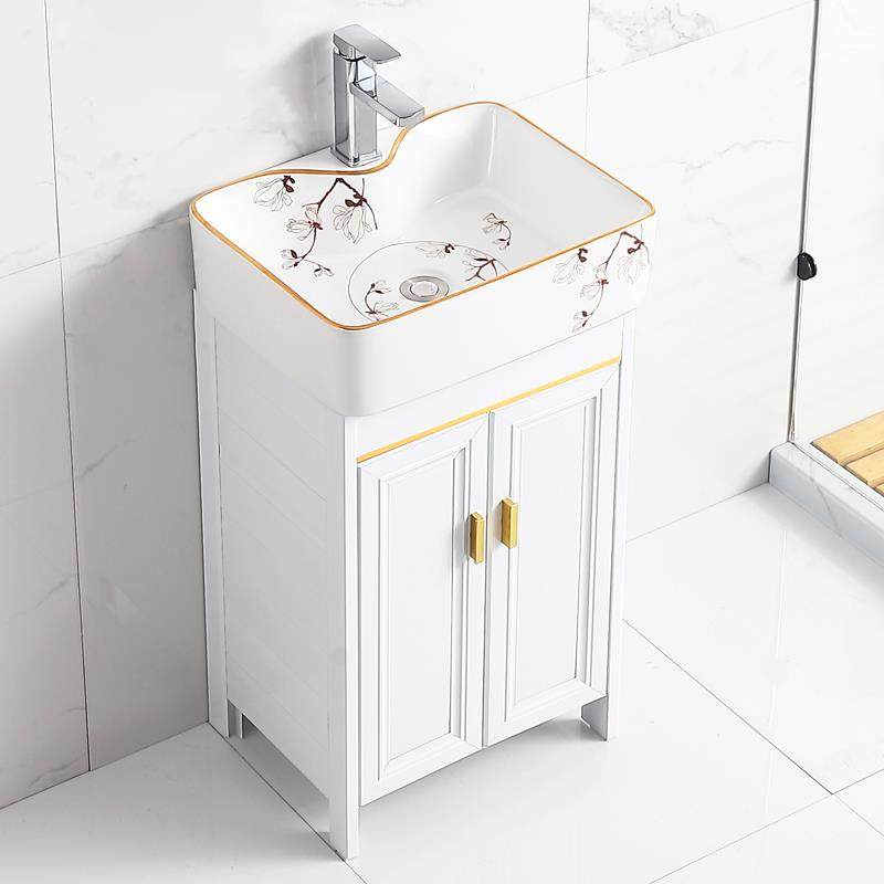 空间铝制浴室柜组合脸盆落地式浴室脸盆陶瓷小尺寸脸盆阳台