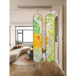 纯手绘掐丝珐琅彩艺术玻璃顶天立地客厅隔断遮挡卧室屏风入户玄关