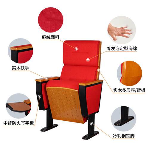堂椅连排椅阶梯教室联课桌椅电排报告厅座YF-8018椅影院剧礼场椅