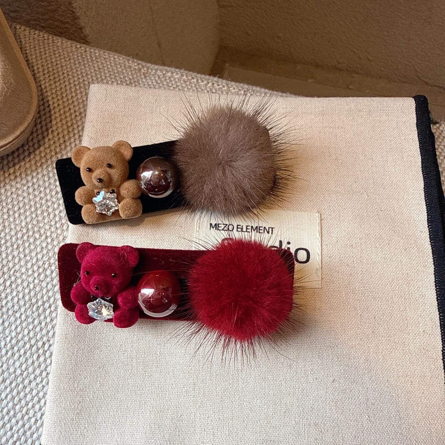 可爱植绒小熊水钻毛球顶夹秋冬复古百搭后脑勺发夹女半扎发弹簧夹,饰品/流行首饰/时尚饰品新,发饰,淘宝优惠券,粉丝福利购,淘宝优惠卷