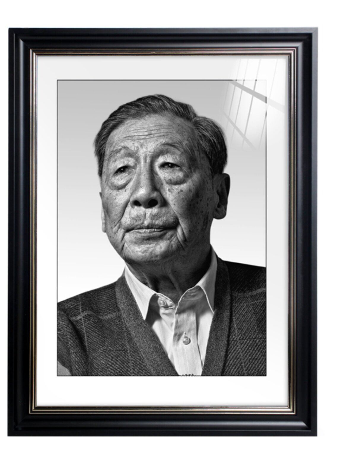 老人遗像相框定制作12寸16寸实木挂墙祭祀照片立体专用玻璃送黑花