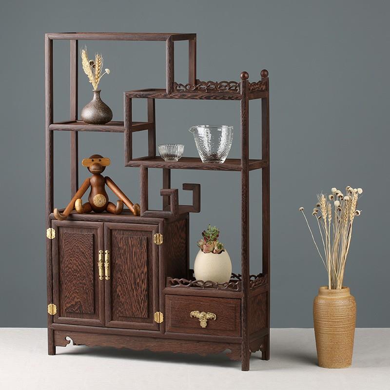 鸡翅木小博古架实木中式古董架子置物架多宝阁玄关柜茶叶柜展示柜