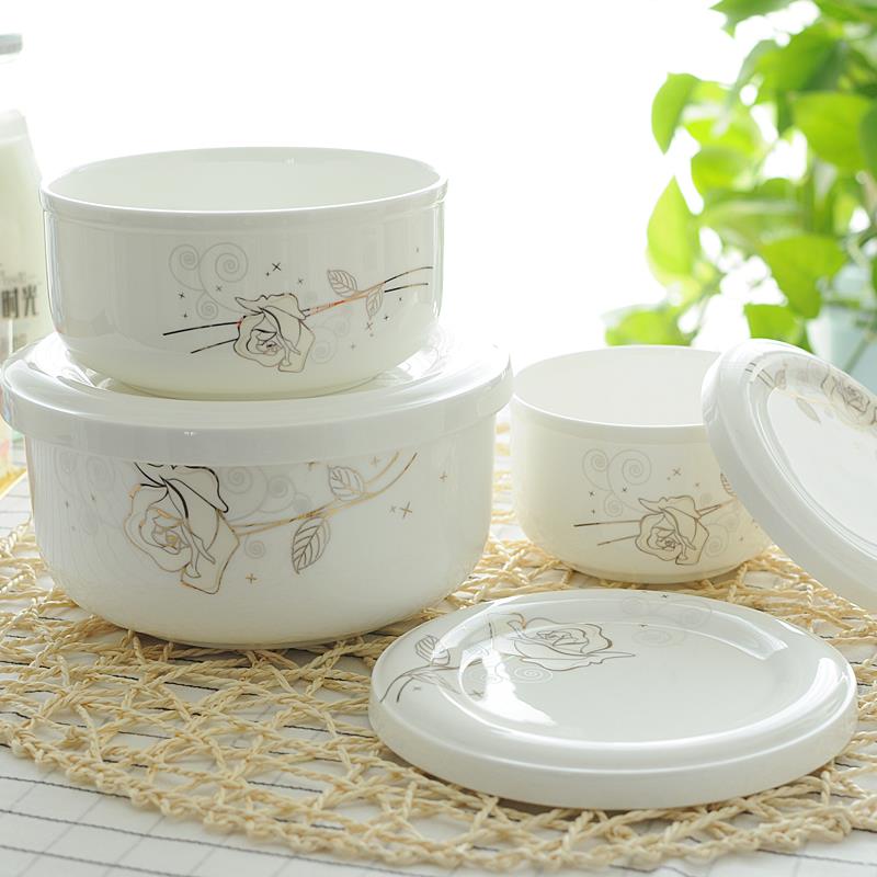 微波炉专用碗食品级加热饭盒陶瓷碗带盖子有盖的骨瓷蒸碗蒸蛋碗家