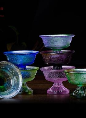 供水杯用品杯家用圣水杯现代八吉祥供杯摆件琉璃供水碗