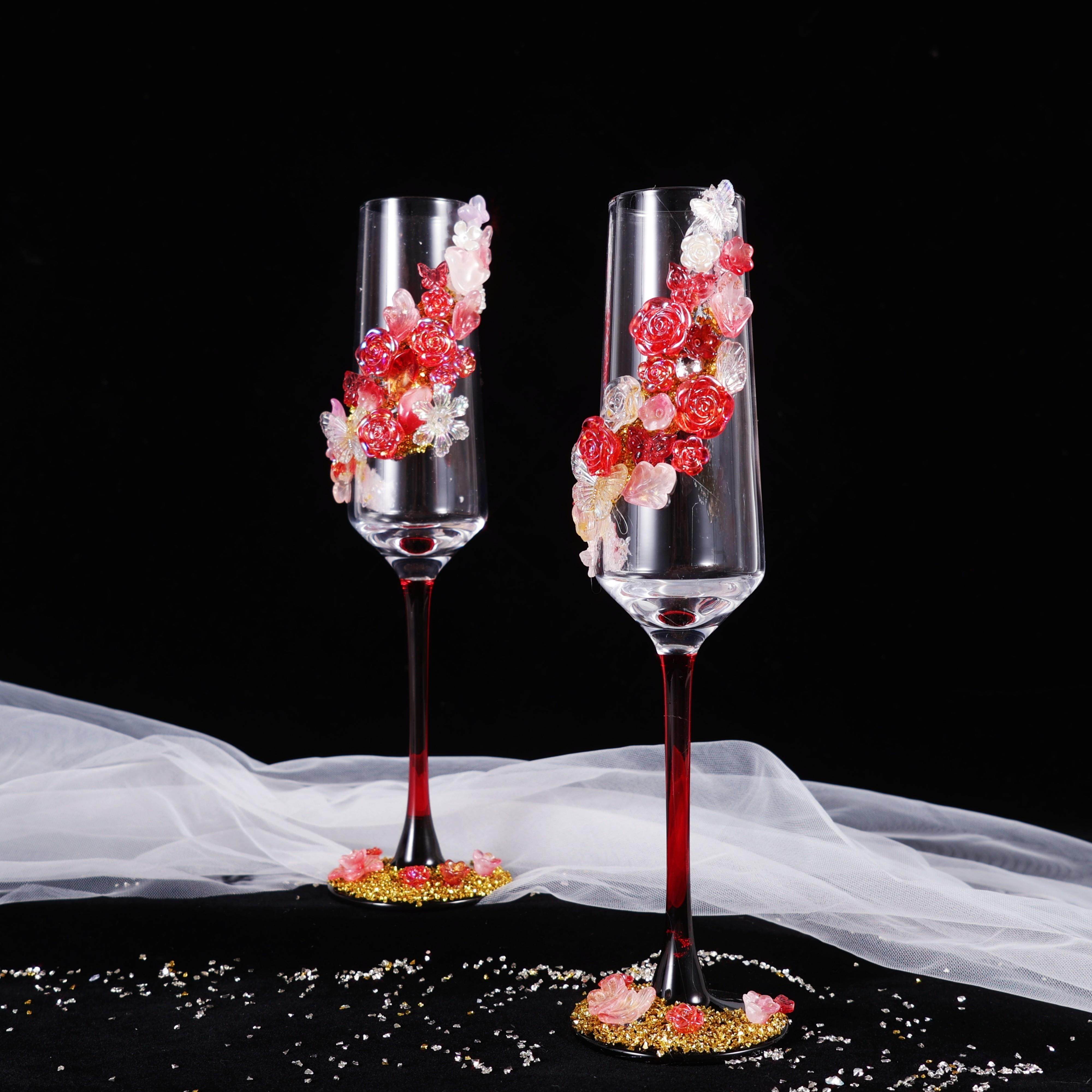 新人婚礼高脚杯吐司酒杯香槟酒杯手工老树钻石DIY材料包手工礼品,餐饮具,甜酒/香槟杯,淘宝优惠券,粉丝福利购,淘宝优惠卷