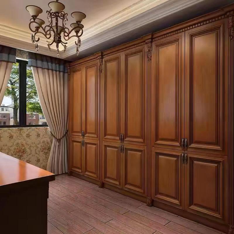 北美红胡桃原木衣柜门红橡整木鞋柜订制实木烤漆衣帽间门全屋定制