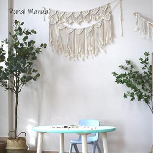 6014流苏木珠编织挂毯旗帜家居壁饰波西米亚客厅卧室壁挂跨境