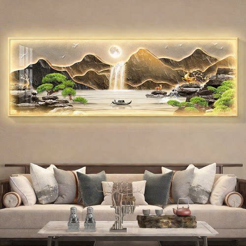 客厅背景墙轻奢LED带灯装饰画