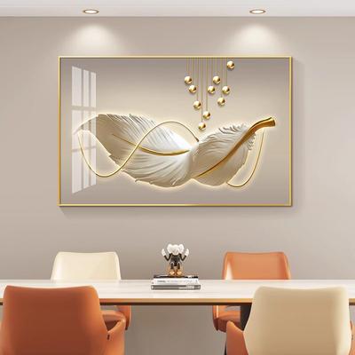 餐厅大气现代简约轻奢羽毛装饰画