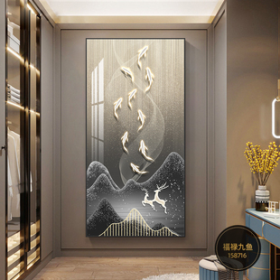 玄关装饰画福禄进门现代简约客厅入户门过道墙画轻奢大气走廊挂画