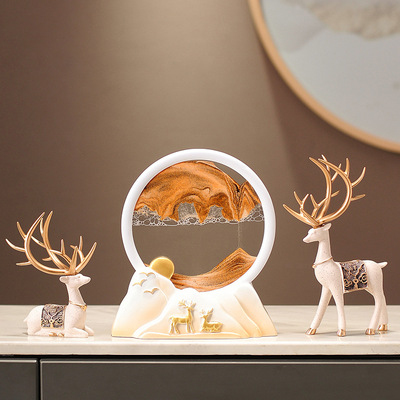 招财鹿流沙画摆件家居客厅装饰品