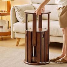 实木带轮叠叠乐圆凳子家用可叠放边几矮凳子吃饭凳子新中式餐桌凳