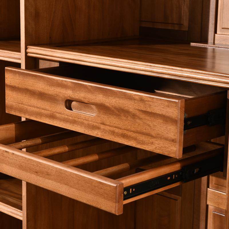 5ZW美式胡桃木移门衣柜全实木简约家用小户型储物柜卧室推拉门衣