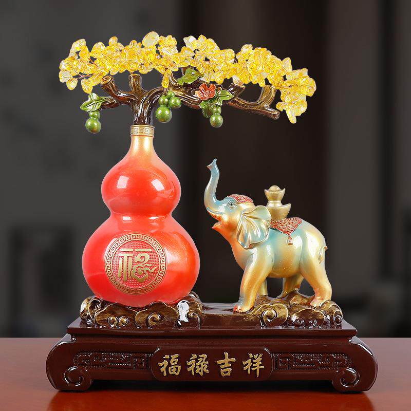 吉祥葫芦摆件招财摇钱树家居客厅装饰乔迁收银台摆设树脂工艺品象