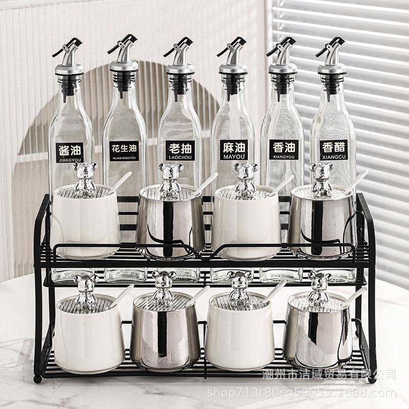 轻奢银色陶瓷调味罐套装厨房盐罐调料油盐酱醋瓶罐组合装调味盒,基础建材,脚轮/万向轮,淘宝优惠券,粉丝福利购,淘宝优惠卷