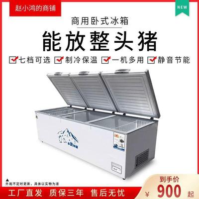 商用卧式冰柜冷柜大冰柜大容量冷冻双温冰柜冷冻柜家用998L