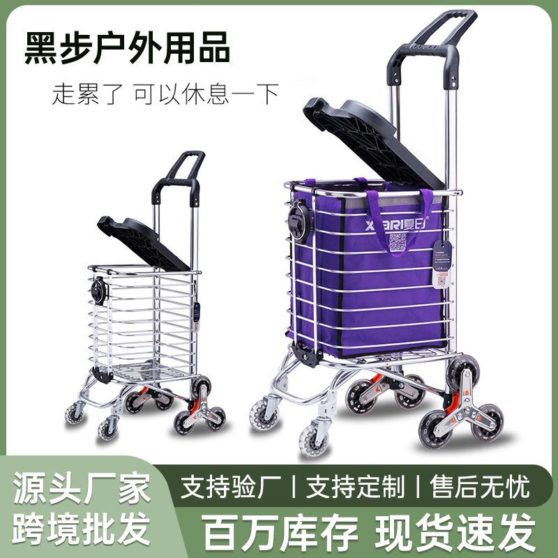 便携购物车折叠式行李车多功能带盖可坐老人买菜车手推车