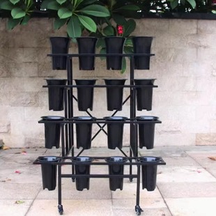 阶梯式多层铁艺兰花架子兰草盆架花店鲜花展示架移动带轮承重花架