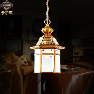 欧式小吊灯 复古简约大气全铜小吊灯 走廊玄关阳台纯铜灯具