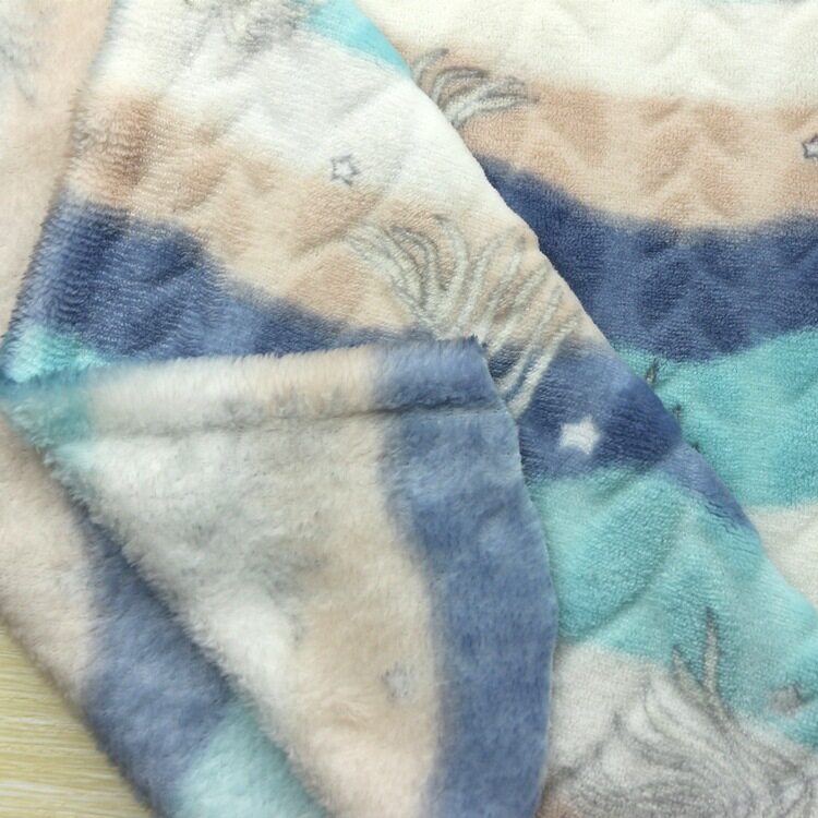 剪花印花全涤双面法莱绒针织经编印花剪花法兰绒布料毛毯浴袍面料图片