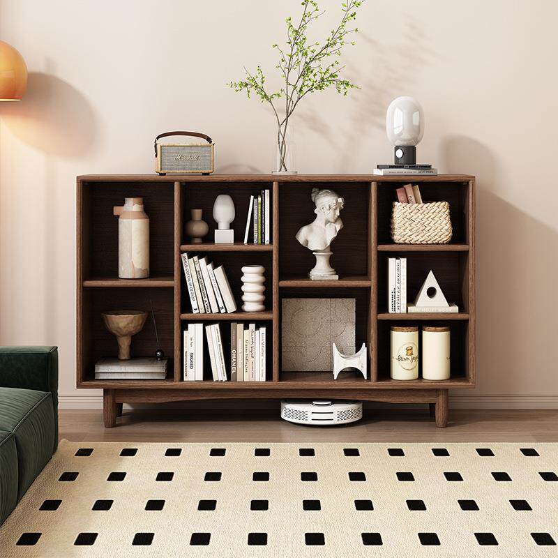 实木书柜置物架一体靠墙组合矮柜客厅落地书架家用收纳格子储新品