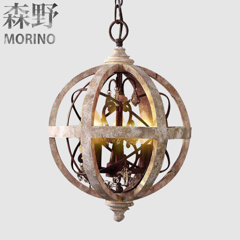 森野照明  美式乡村木头灯客厅卧室别墅民宿阳台创意法式木头吊灯