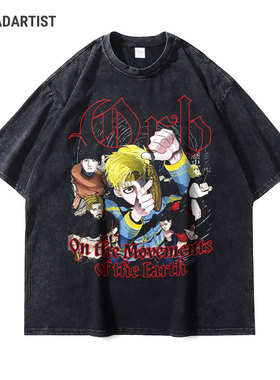 动漫地。关于地球的运动t恤水洗做旧复古拉法尔短袖长袖t恤周边