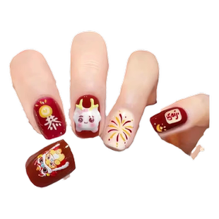 儿童穿戴甲小女孩上学流行2025新款中长款蝴蝶结12岁美甲贴片显白