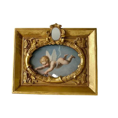 欧式复古树脂手工金箔浮雕相框天使家居桌面装饰摆件背景墙挂画
