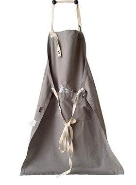 C571大绣花简约时尚纯棉灰色帆布围裙